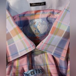Bugatchi Pastel Plaid Dress Shirt in Pink, Blue & Yellow